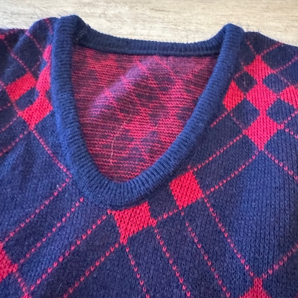 Vintage Navy and Red Argyle Sweater Vest - Picture 5 of 9